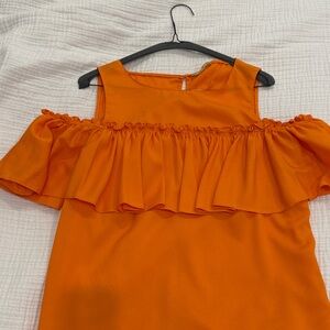 Gianni Bini Orange Off-Shoulder Ruffle Blouse